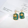 Gold Enamel Floral Pearl Drop Earrings Irregular 9 Styles view 3