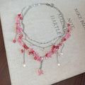 Layered Crystal Bead Necklaces in Pink and Clear Colorways view 7