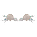 White Resin Dome and Iridescent Sequin Fringe Stud Earrings view 5