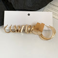 Geometric Metal Hoop Earring Sets Six Pairs Gold Or Silver view 6