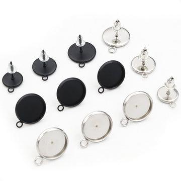 Round Stainless Steel Earring Post Tray Settings in Six Options