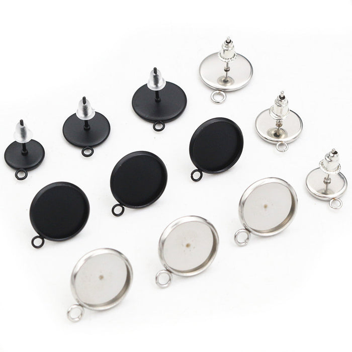 Round Stainless Steel Earring Post Tray Settings in Six Options
