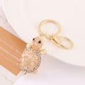 Cat Eye Stone Turtle Rhinestone Keychain Cream Multicolor view 6