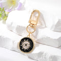 Gold Tone Crystal Round Evil Eye Clip Keychains in Five Colors view 2