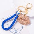Rhinestone Lips Keychain Braided Cord Options Multi Colors view 10