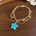 Gold Enamel Flower Necklace Bracelet And Earring Pieces view 12