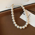 White Round Pearl Choker Necklace Gold Clasp Six Sizes view 7