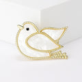 White Shell Dove Brooch with Gold or Silver Outline view 4