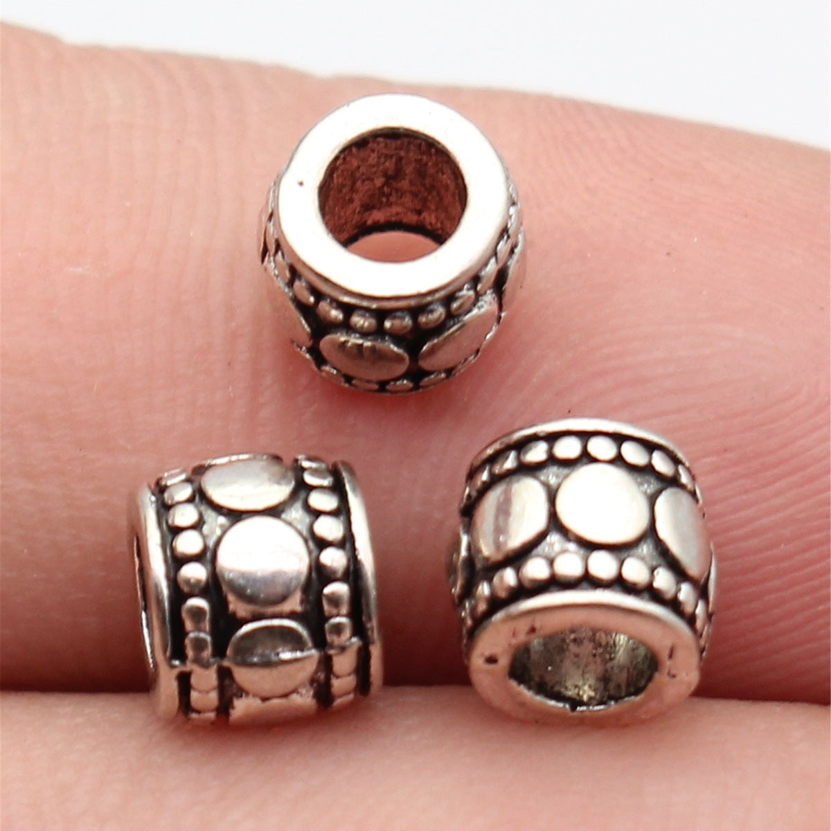 7x7x6mm 0.8g Multicolor Zinc Alloy Embossed Dot Large Hole Spacer Beads for Bracelet Jewelry Making