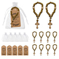 Brown Wooden Bead Rosary Bracelet With Cross Pendant view 1