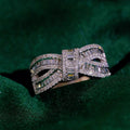 Silver Tone Pavé Bow Ring with Clear Stone Accents view 3