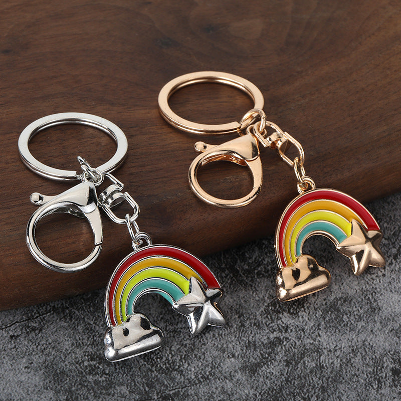 Rainbow Bag Charm Zinc Alloy Keychain Pendant Accessory