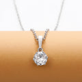 Round Clear Solitaire Pendant Necklace White Gold Tone Chain view 3