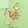 Flower Charm Keychains Featuring Red Heart Across 35 Pictured Variations view 3