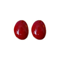Glossy Red Oval Stud Earrings With Smooth Domed Finish view 5
