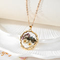 Gold Wavy Frame Resin Dried Flower Pendant Necklaces 7 Styles view 8
