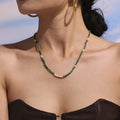 Malachite Freshwater Pearl Beaded Necklace Gold Accents view 3