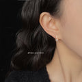 Gold Crystal Bar Square Clear Stone Mini Stud Earrings view 2