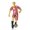 Enamel Soccer Player Brooch in Red and Blue Kits for Jackets and Scarves view 2