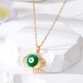Gold Tone Openwork Lash Enamel Evil Eye Pendant Necklaces view 7