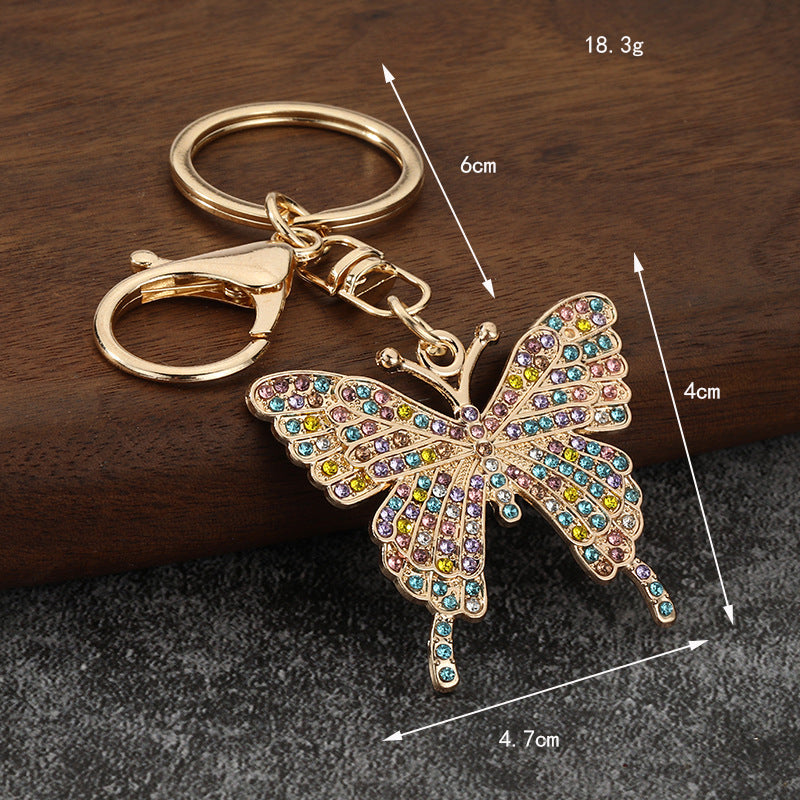 Colorful Rhinestone Butterfly Alloy Keychain Bag Charm Gift
