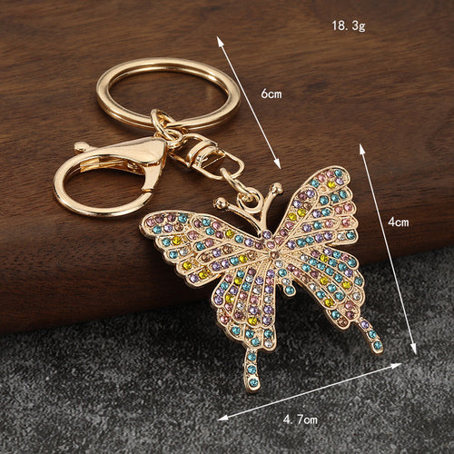 Colorful Rhinestone Butterfly Alloy Keychain Bag Charm Gift