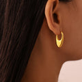 Gold Polished U-Shaped Stud Earrings Smooth Metal Finish view 3