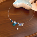 Blue and White Shell Pearl Layered Necklaces Statement Jewelry view 8