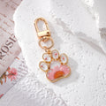 Gold Cat Paw Dried Flower Resin Keychains Lobster Clasp 5 Colors view 2