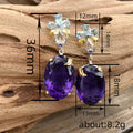 Two Tone Purple Teardrop Crystal Flower Earrings Fashion Jewelry view 4