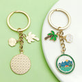 Gold-Tone Camping Scene Metal Keychains, Five Colorful Styles view 2