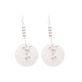 Translucent Shell Disc and Pearl Bead Statement Drop Earrings view 5