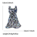 Crystal Flared Dress Brooch in Blue Purple or Bright Red view 6