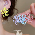 Open Outline Flower Stud Earrings in Four Pastel Colors view 2