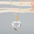 Gold Tone Faceted Heart Glass Pendant Necklaces in Four Colors view 5
