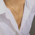 Circle Pendant And Y-Bar Drop Necklaces Gold And Steel Styles view 3