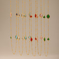 Gold Bead Station Necklace Teardrop Triangle Czech Glass view 3