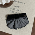 Black Velvet Bow Gray Ruffle Lace Fabric Twist Hair Clip view 1