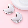 Polished Notched Round Gold and Silver Statement Earrings view 4