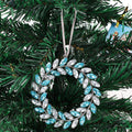 Rhinestone Leaf Wreath Metal Hanging Ornament Circle view 1