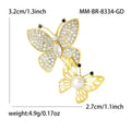 Double Butterfly Brooch with Crystals and Pearl Accent view 5
