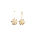 White Translucent Petal Ball Gold Tone Hook Earrings view 5