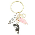 Pink Tortoiseshell and Black Cat Enamel Paw Print Charm Keychain view 5