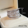 Extra-Wide Layered Baguette Lattice Ring In Silver Tone view 4