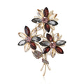 Crystal Three Flower Bouquet Brooch Blue Purple Green view 5