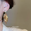 Gold Teardrop Sequin Cascade Earrings with Crystal Tops view 4