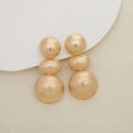 Gold and Silver Puffy Triple Oval Statement Stud Earrings view 8