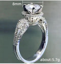 Silver Tone Round Halo Crystal Ring view 3