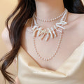 Pearl Like Bead Layered Necklace With Shell Pieces view 3