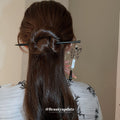 Black Butterfly Drop Hair Stick And Silver Tone Chain Hairpin view 3